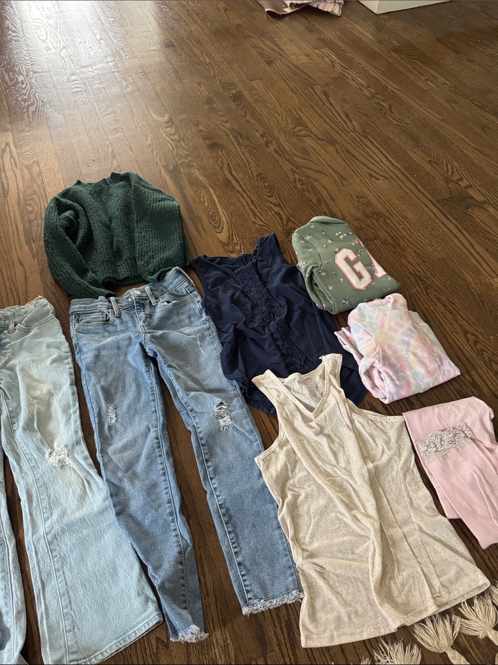 Mixed girl’s Clothing Bundle  Sweater and Denim, tanks, hoodies size 8